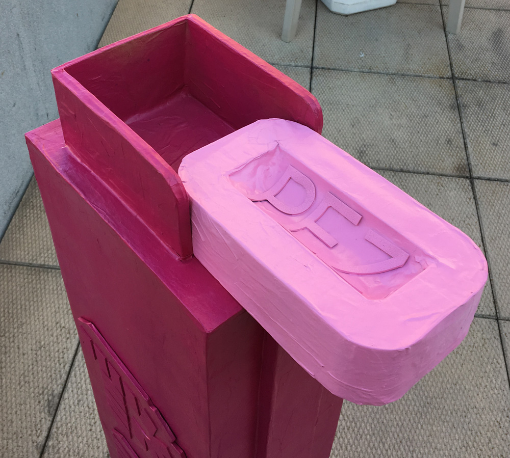 Making giant PEZ candies - gluing into dispenser