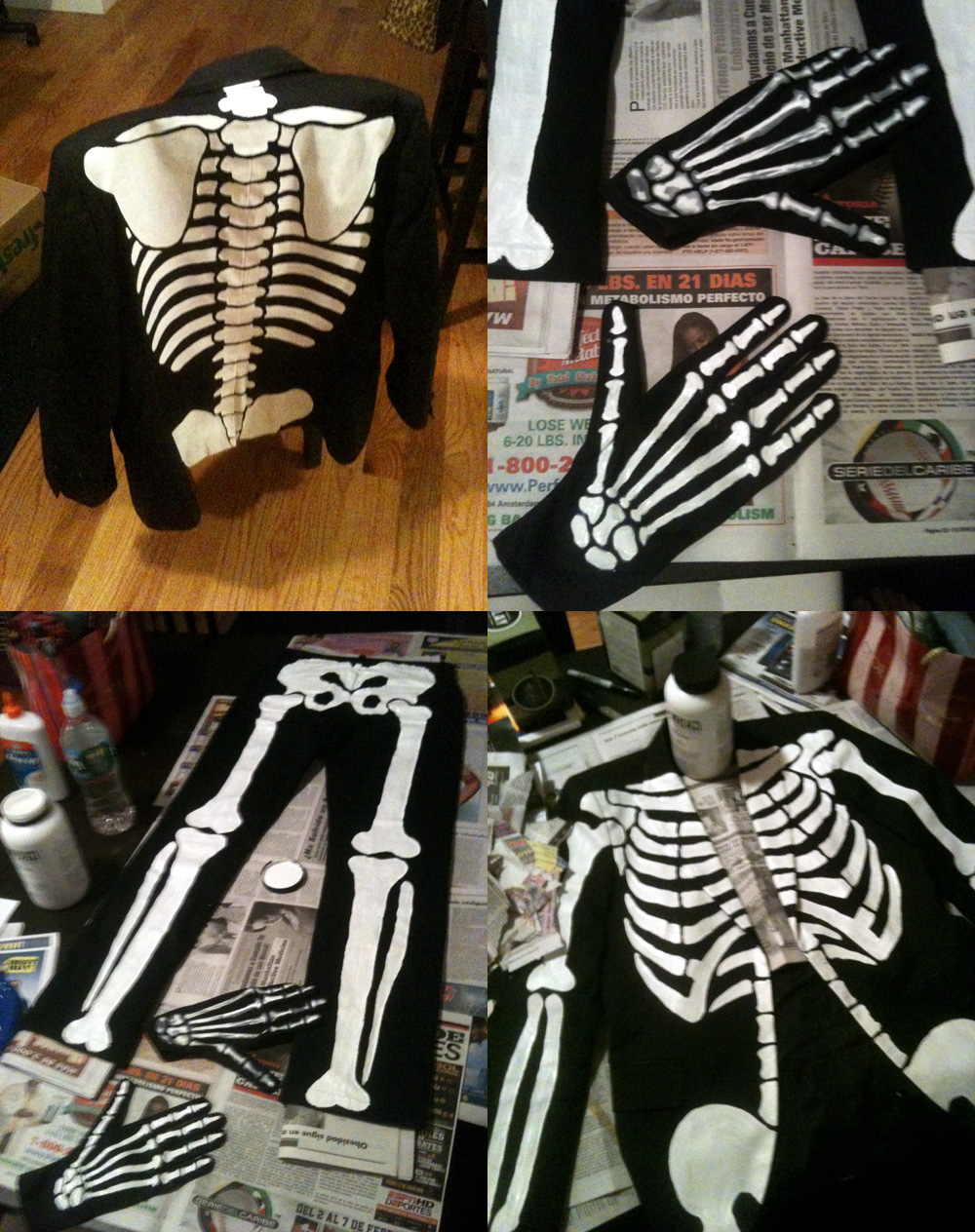 how to make a home made skeleton costume
