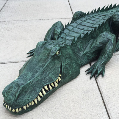 Paper mache alligator prop by Manning Krull