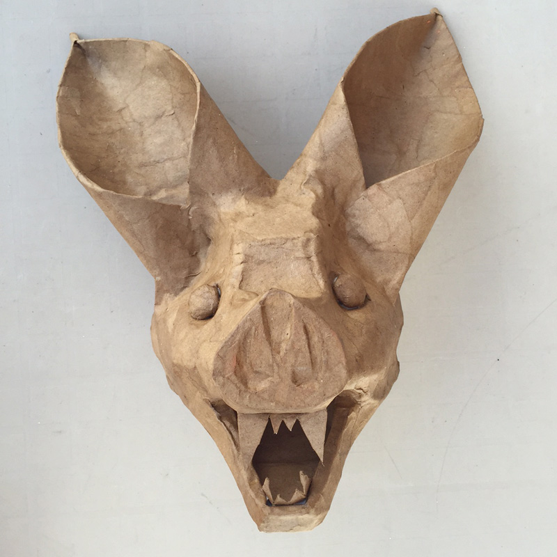 Papier mache bat -- head close up