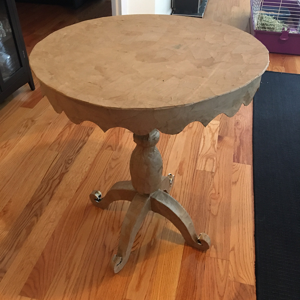 Paper mache table - finished and ready to paint