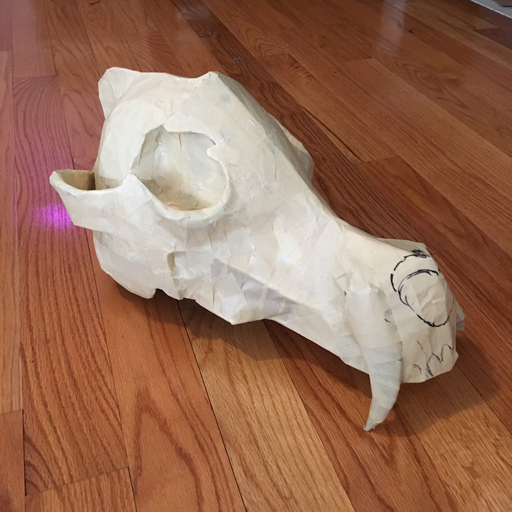 Wolf skull mask - padding out the bones