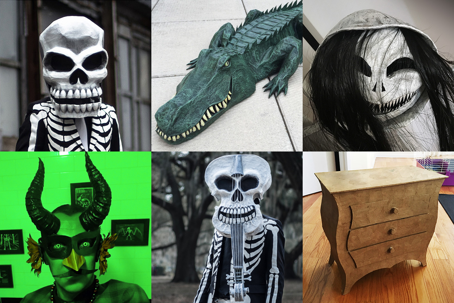 Custom papier-mache masks and sculptures