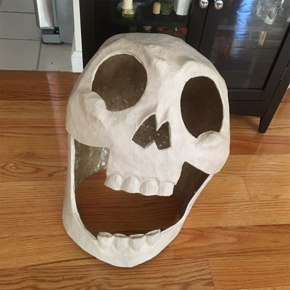 Axe Man skull mask - cutting out the eyes, nose, and mouth