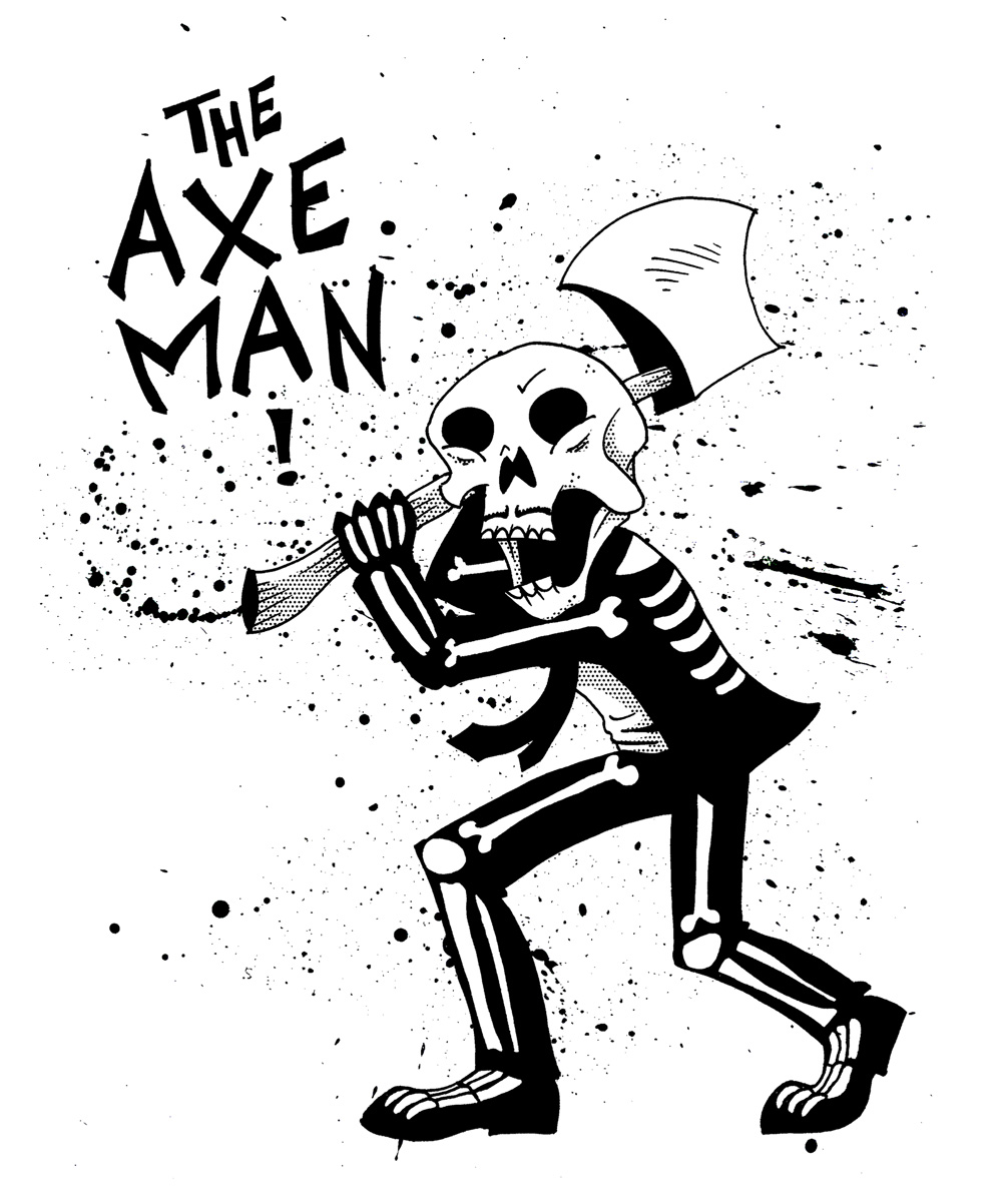 Axe Man of New – paper maché skull mask, Gras 2018