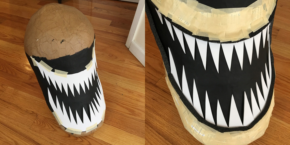 Giant evil clown Pez dispenser - building the teeth