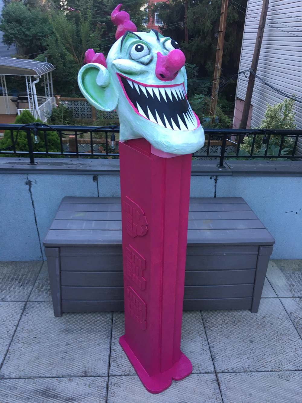Giant evil clown Pez dispenser - finished!!!