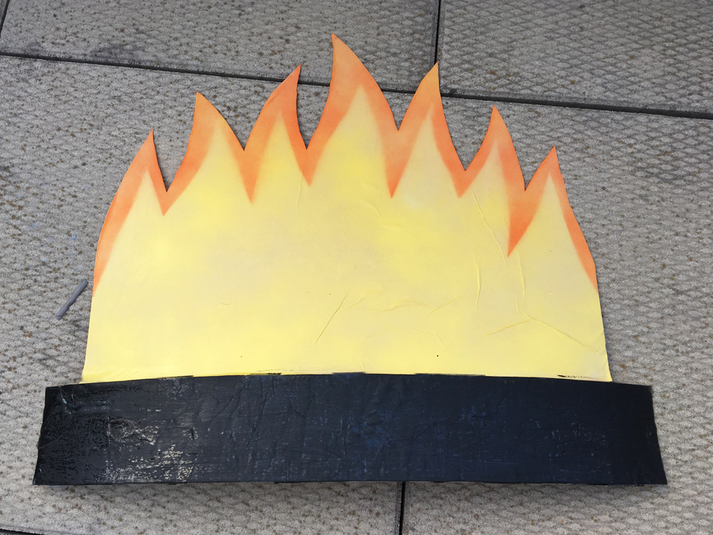 Hansel and Gretel oven prop - the finished flames
