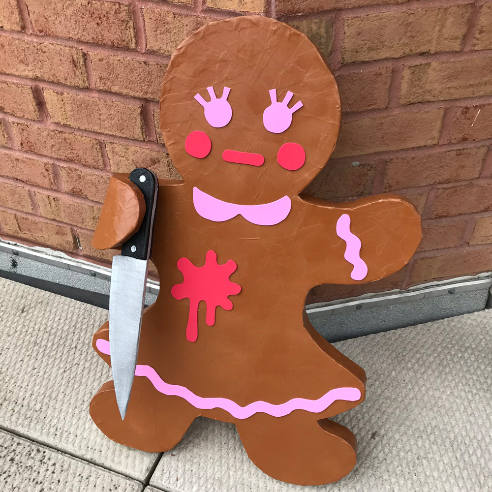 Paper mache kitch knife - with murderous gingerbread lady