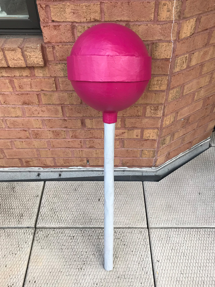 Paper mache giant lollipop - finished