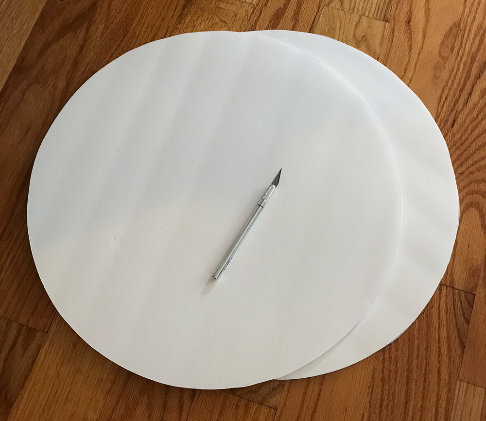 Paper mache spiral lollipop - foam board circles