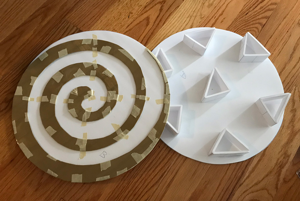 Paper mache lollipop - adding the spiral pattern