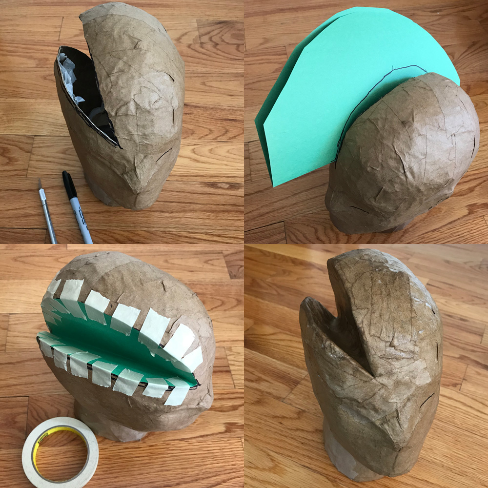 Axe wound special effect in paper mache head