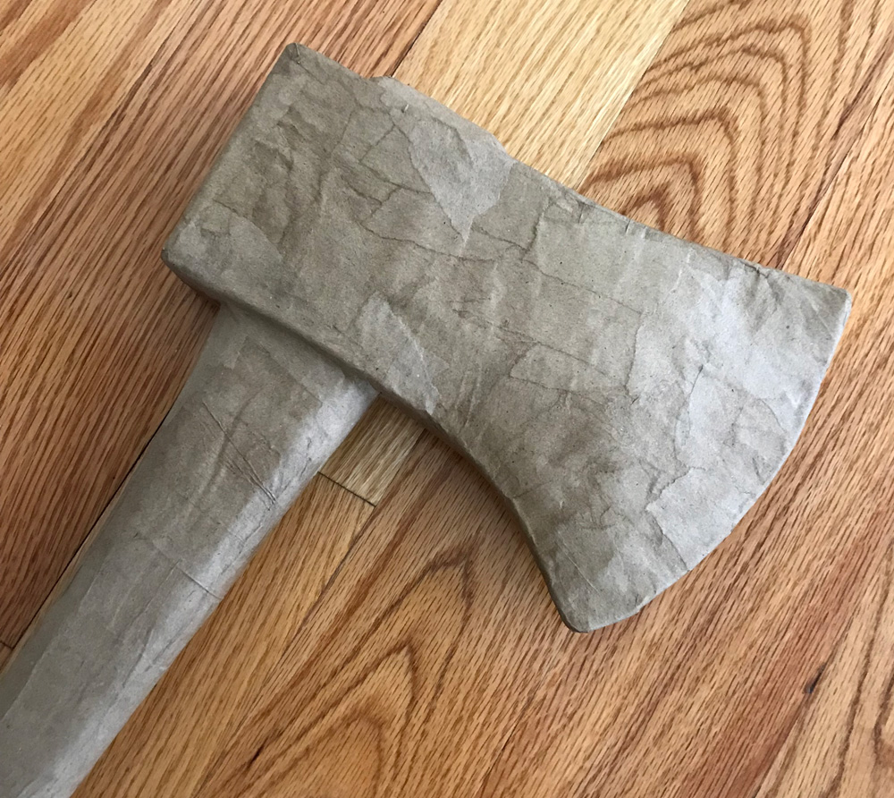 Paper mache axe - finishing the blade