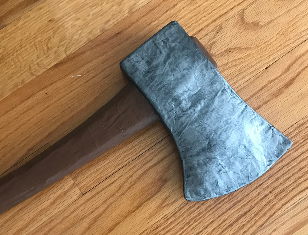 Paper mache axe - painting the blade