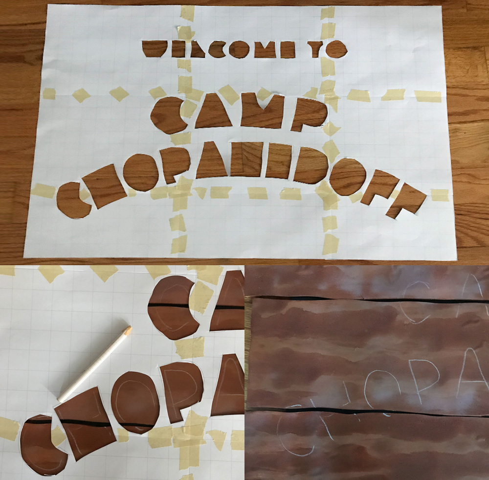 Fake wooden sign - stencilling letters