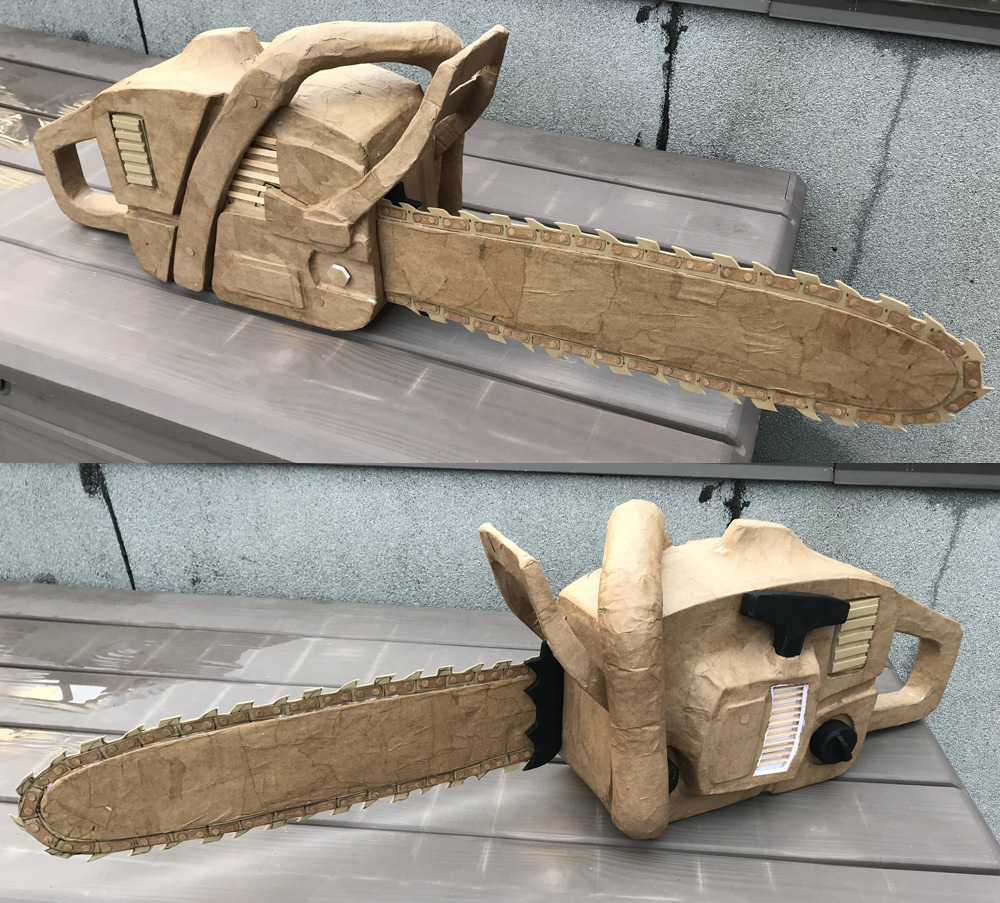 Paper mache chainsaw prop - ready to paint!