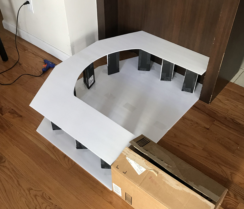 Paper mache fireplace prop - building box shapes