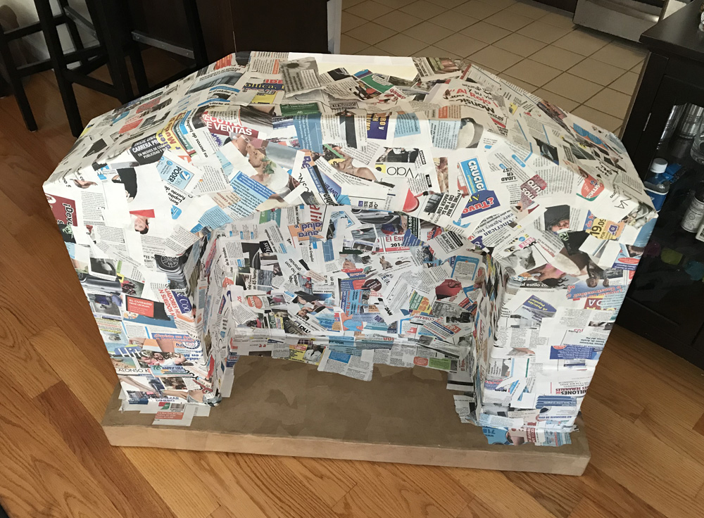 Fireplace prop - covering with paper mache