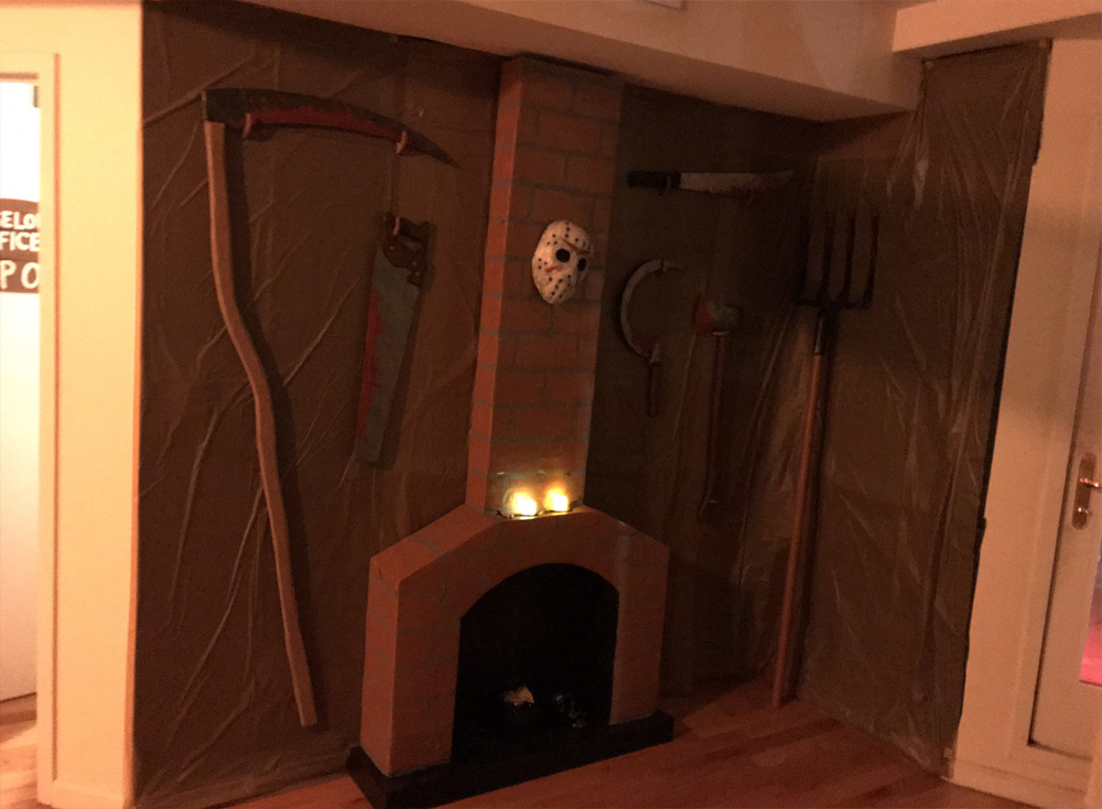 Paper mache fireplace prop