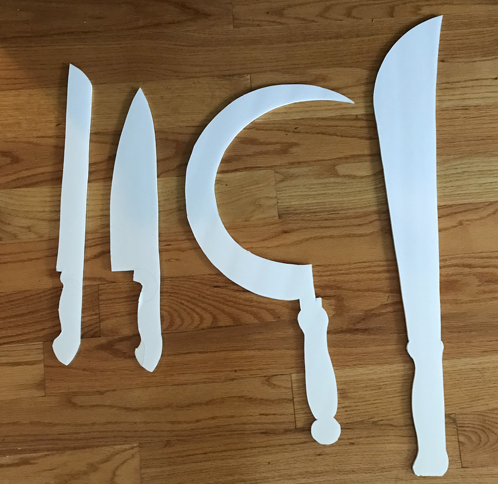 Paper mache machete, hatchet, etc - cutting out shapes