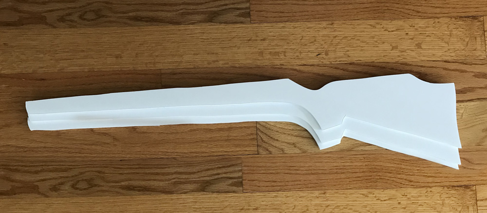 Paper mache rifle prop - assembling foam board