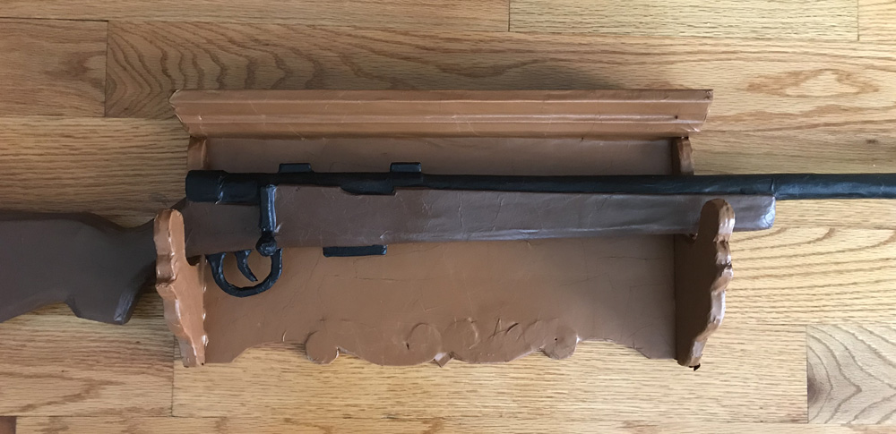 Paper mache rifle prop - with gun rack