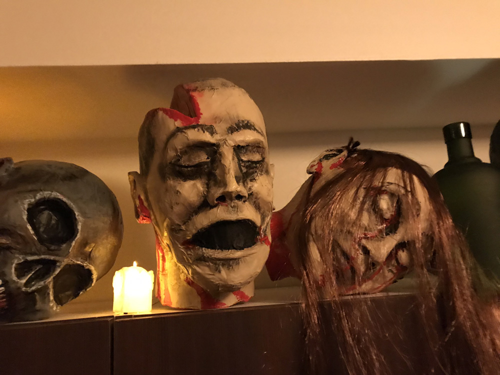 paper mache heads -- finished and on display!
