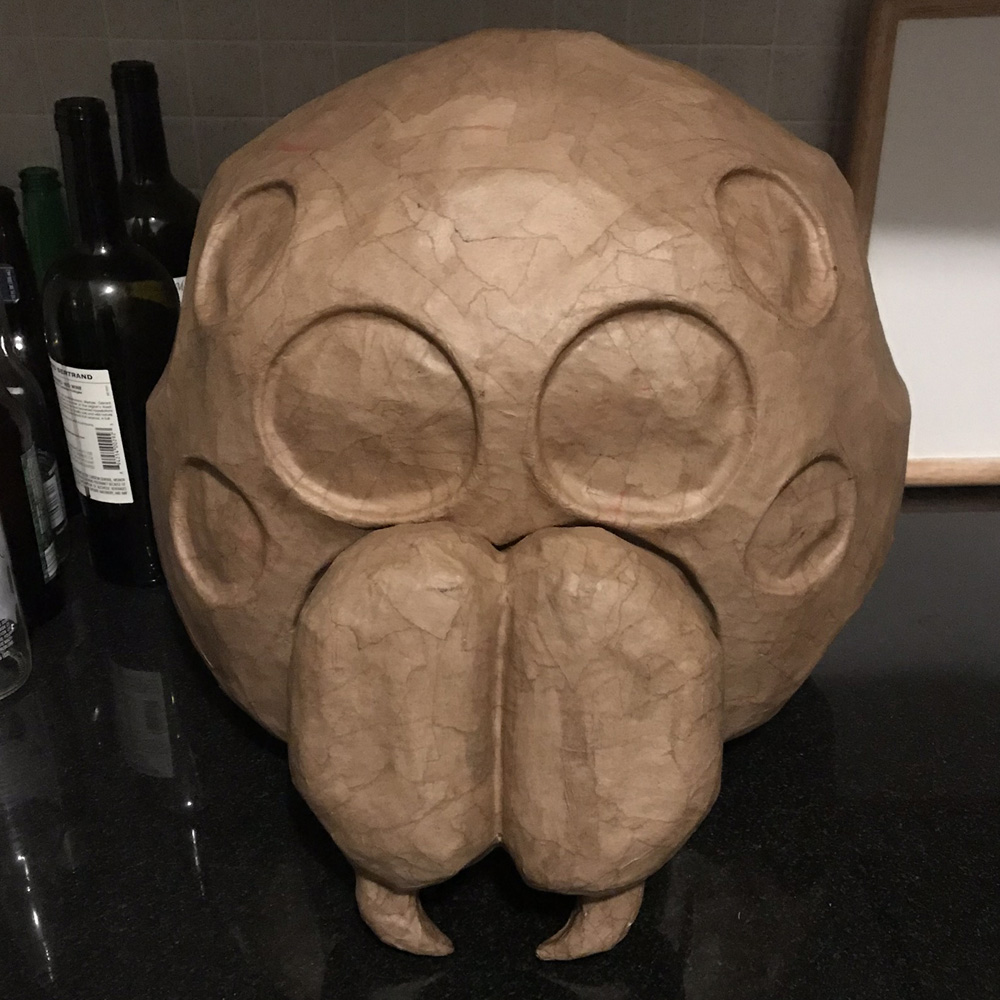 Spider skull mask -- paper maché done