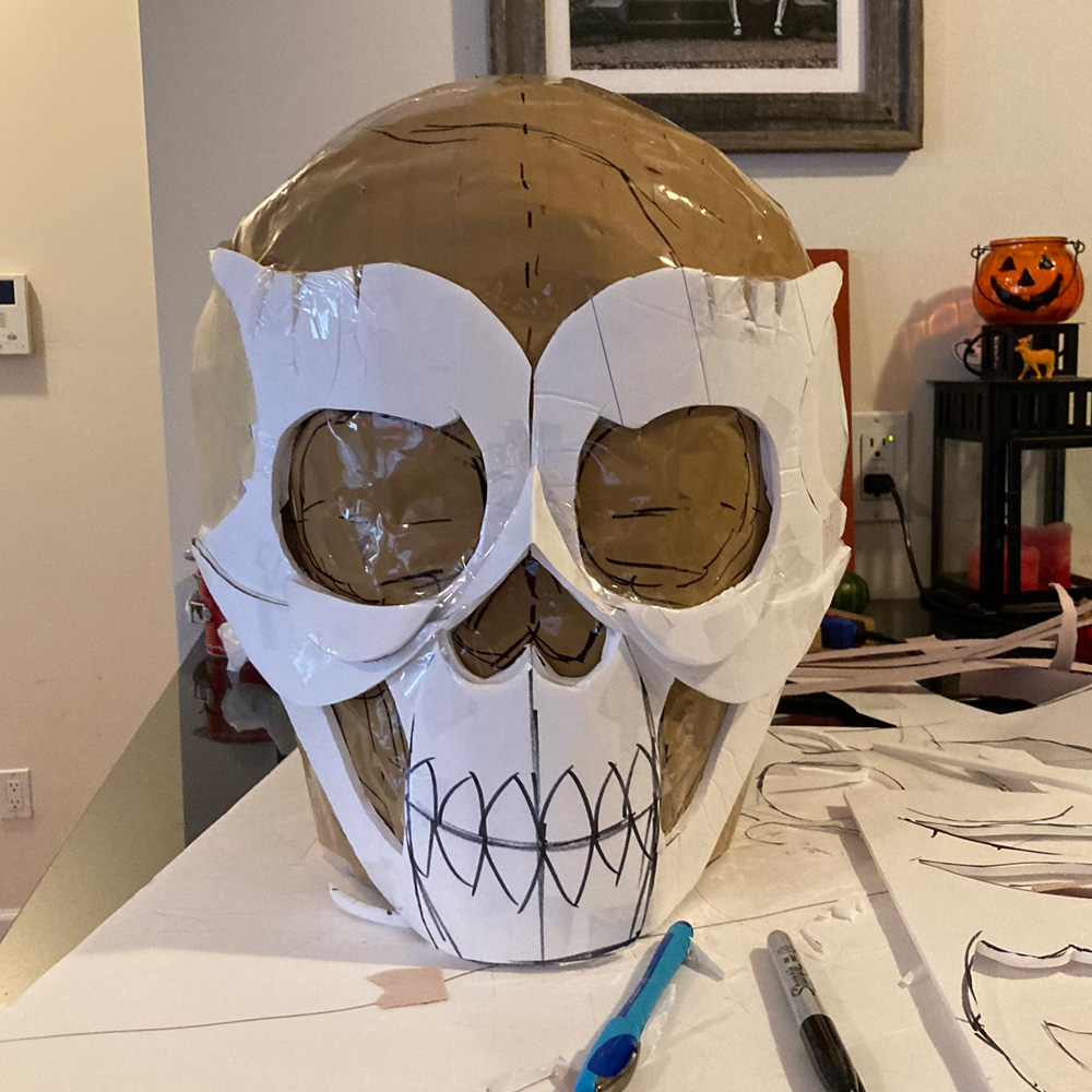 Manning Krull skull mask - attaching the face shapes