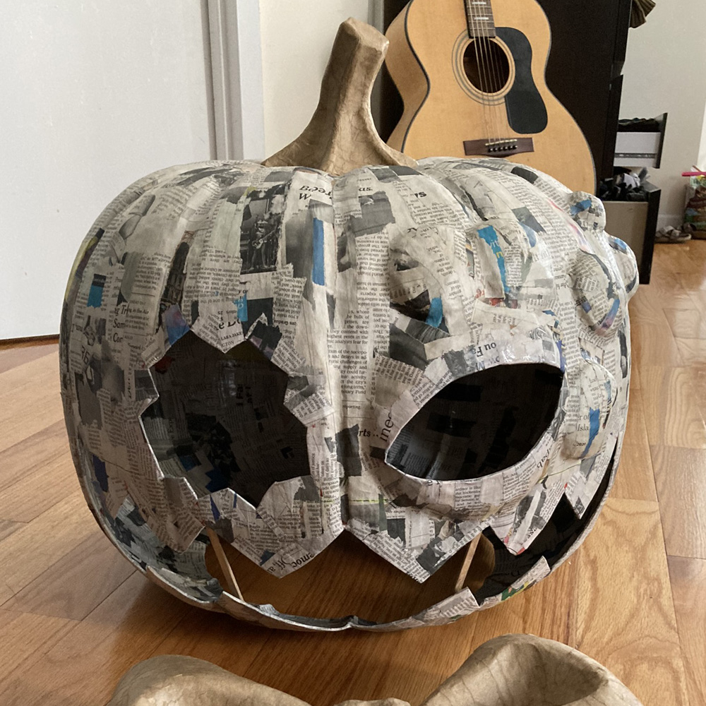 Pumpkin Night mask - pumpkin and bow, ready for paint