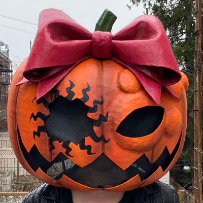Paper mache Pumpkin Night mask by Manning Krull