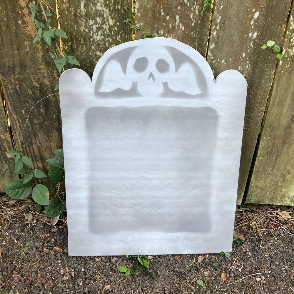 DIY tombstone decorations - stencil and spraypaint