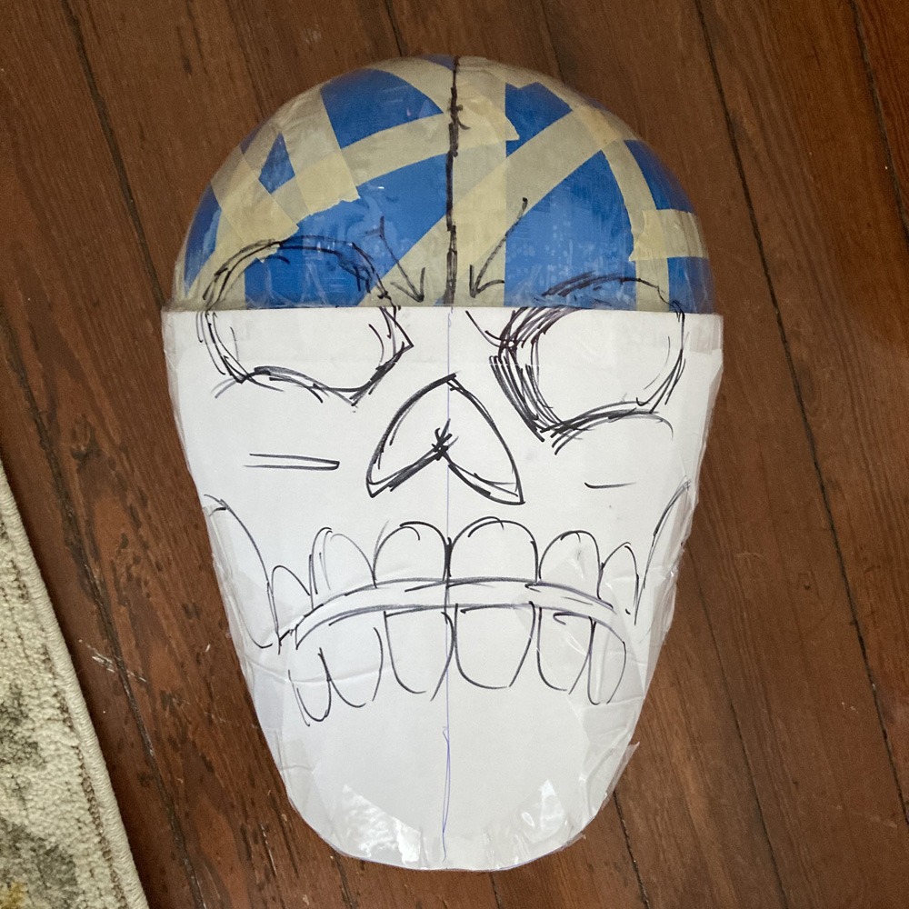 Pro wrestler skeleton costume - drawing the face