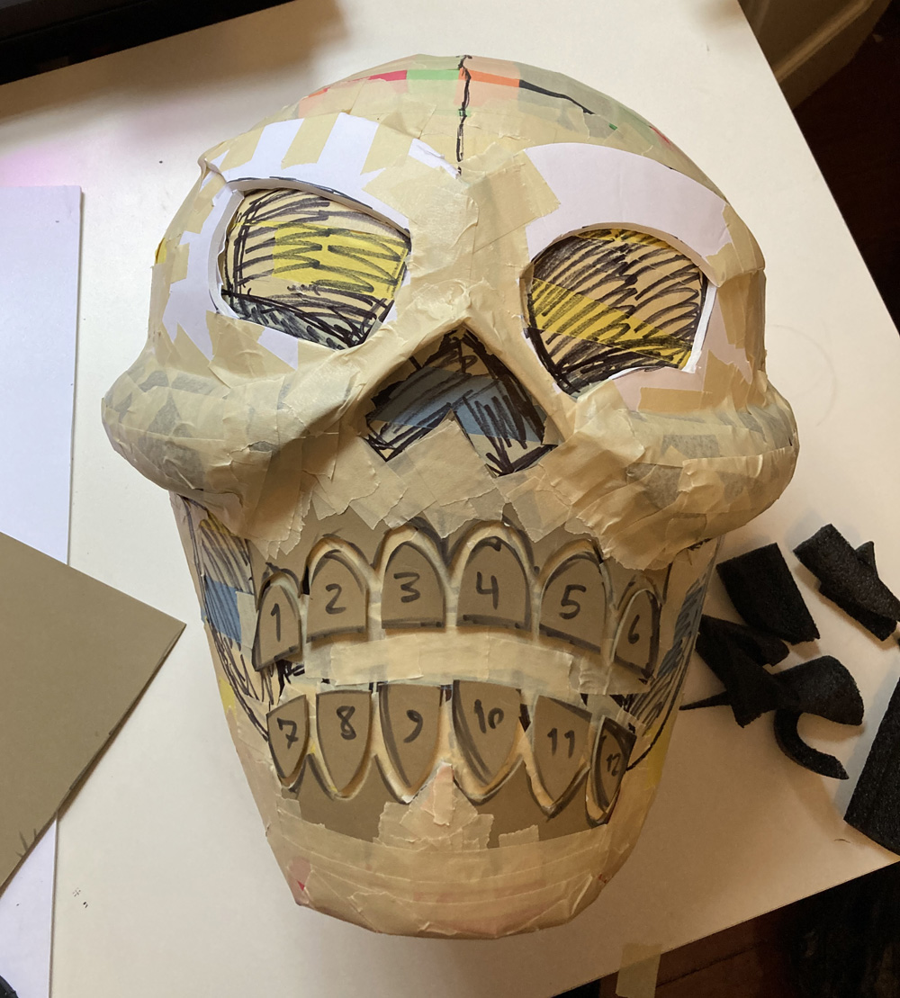 Pro wrestler skeleton costume - foam shapes for the face