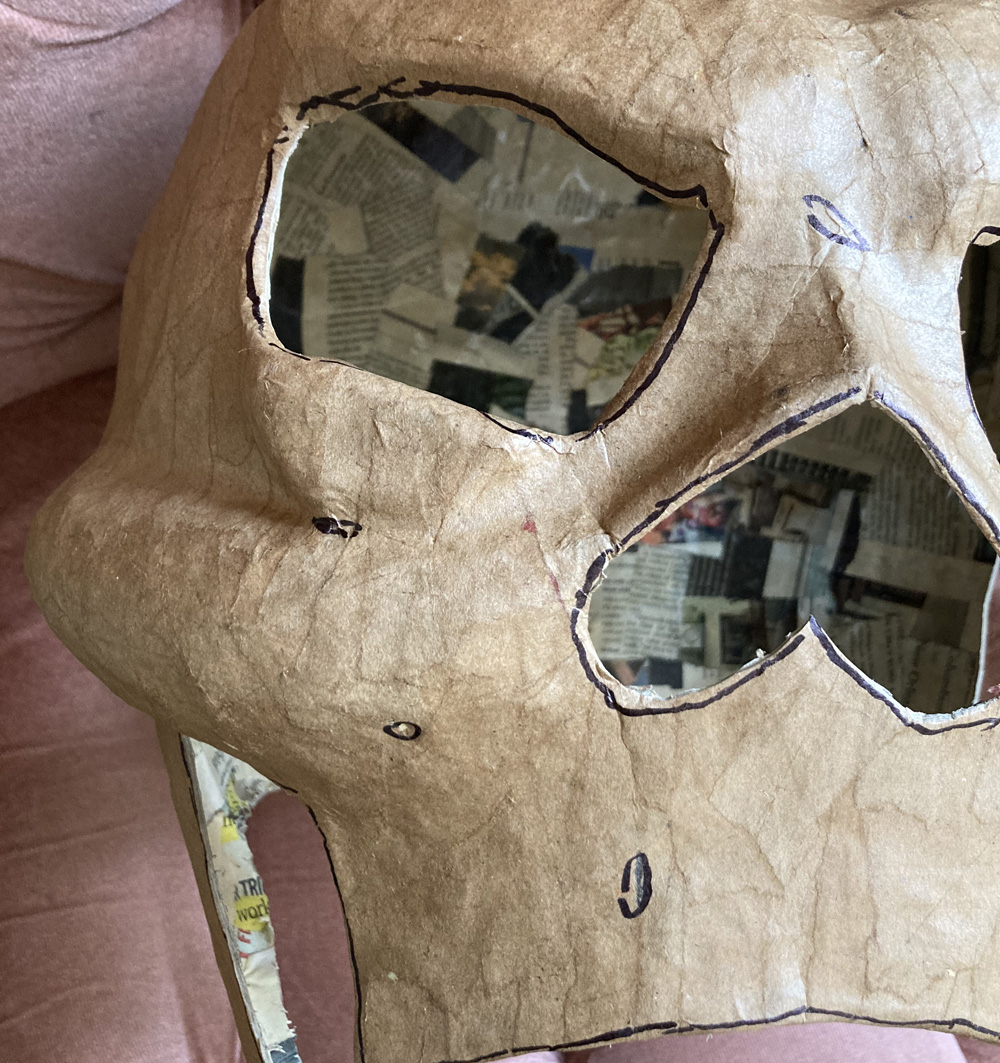 Pro wrestler skeleton costume - close up of cut-out areas