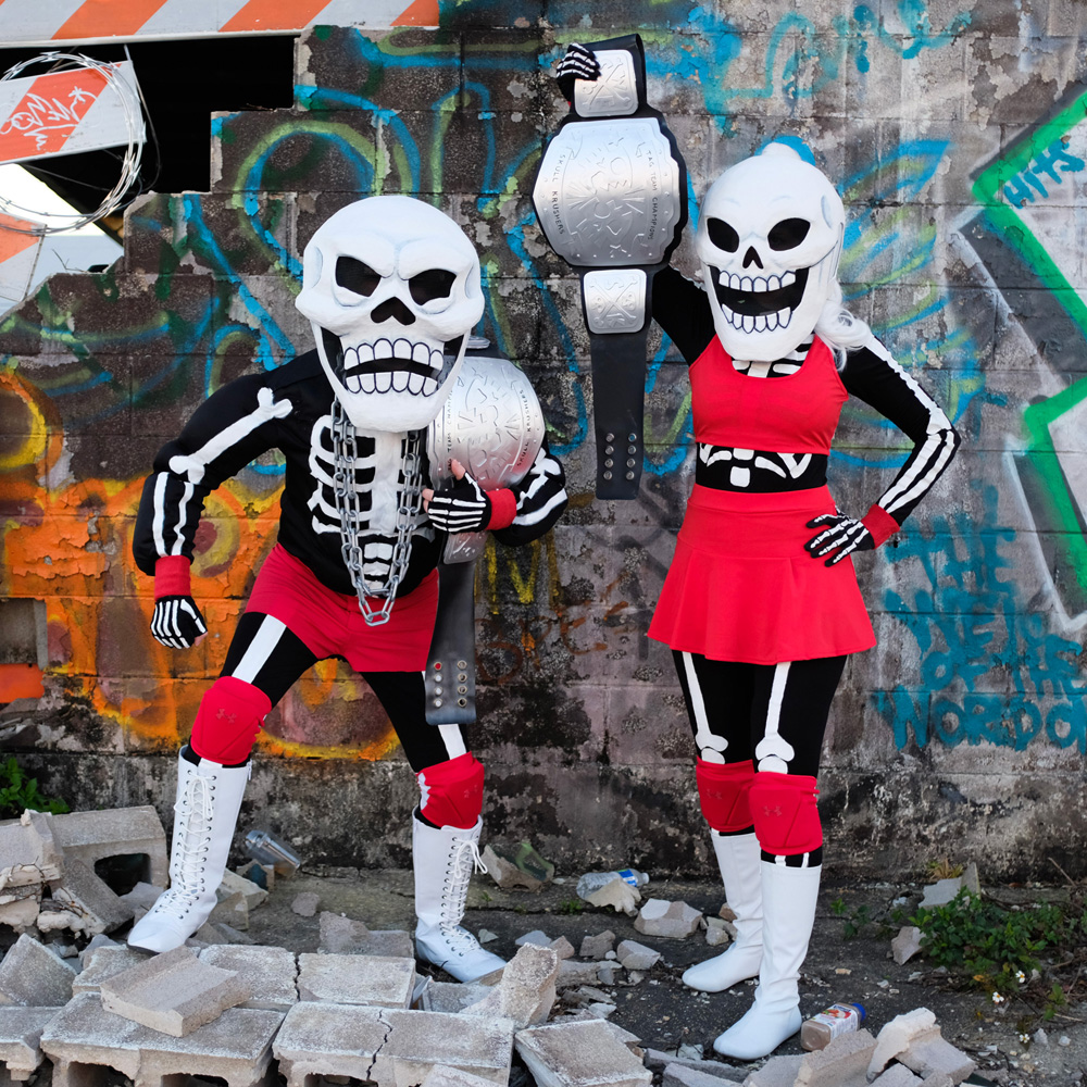 Pro wrestler skeleton costumes - THE SKULL KRUSHERS!