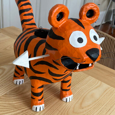Paper mache tiger pinata by Manning Krull