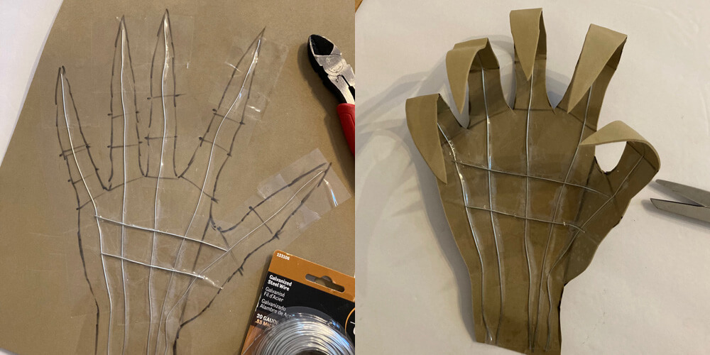 Paper maché Nosferatu statue - making the hands