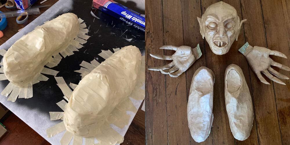 DIY Nosferatu statue - making the shoes