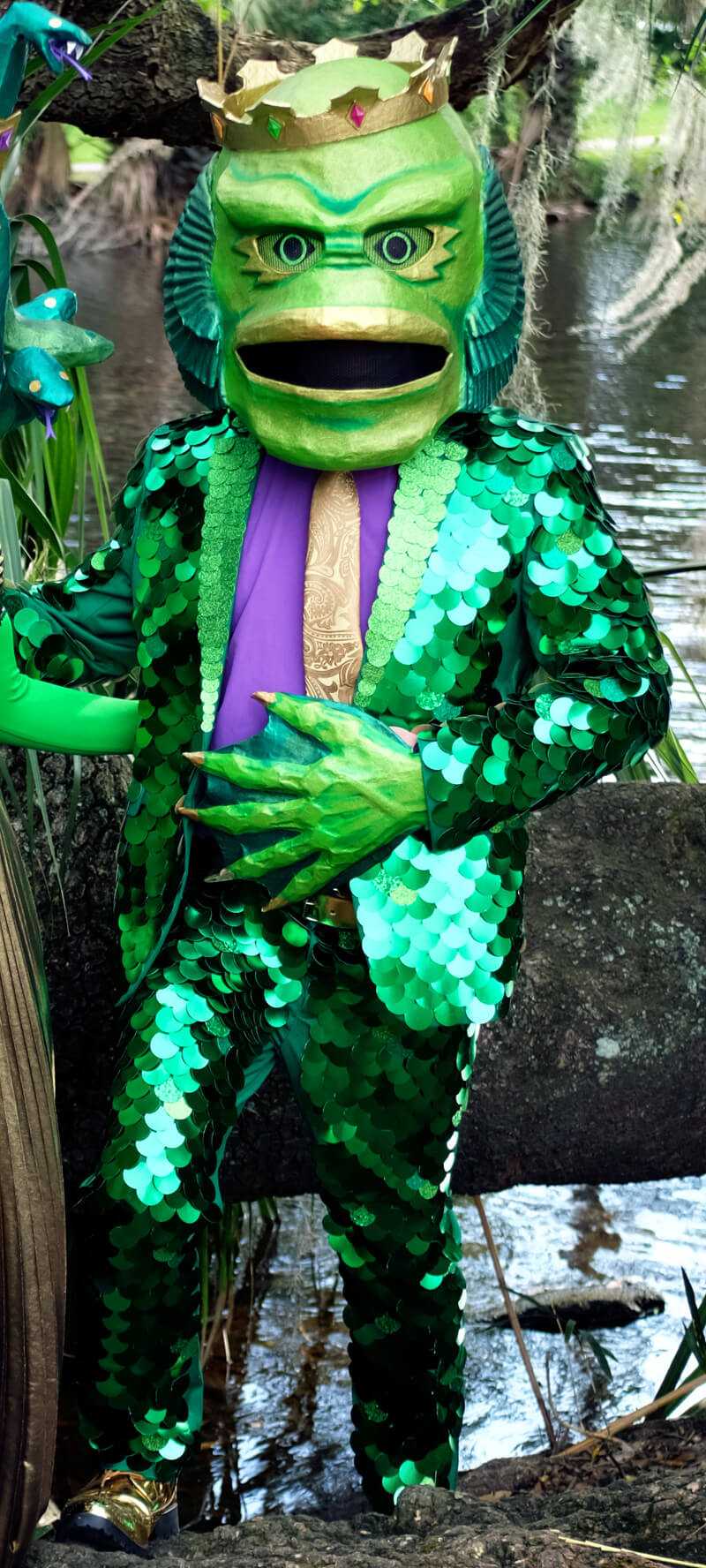 Close up of my Creature costume with the scaly suit