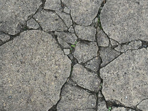 Cracked gray brown sidewalk