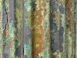 Rusty peeling corrugated metal