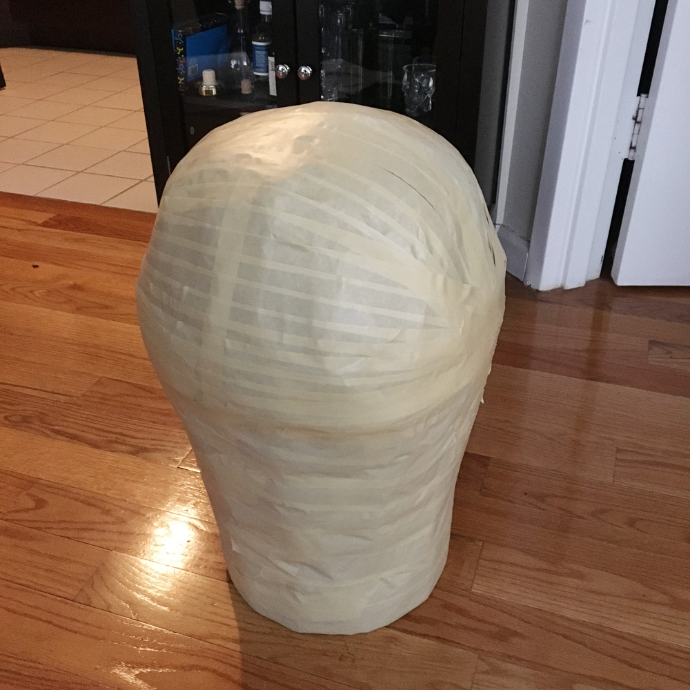 Axe Man skull mask - base covered in masking tape