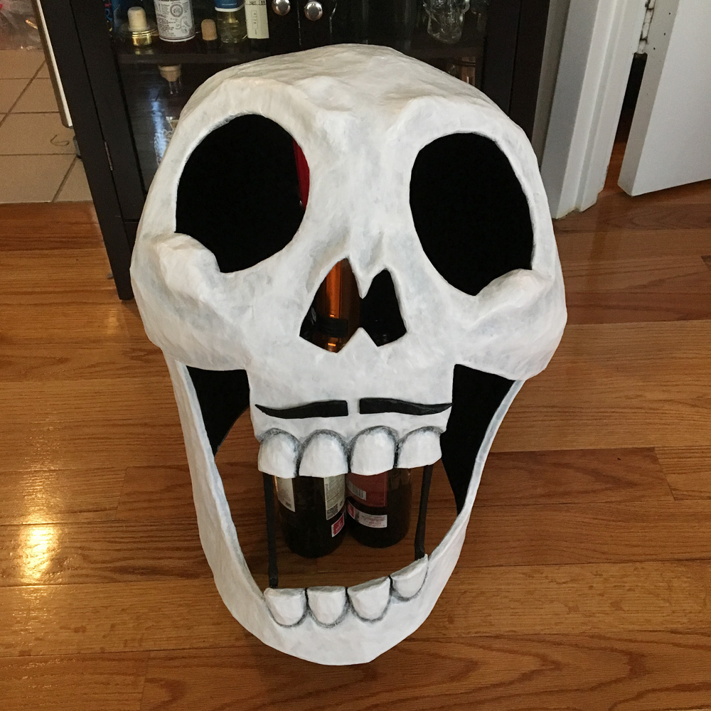 Axeman paper mache skull mask - paint job finished