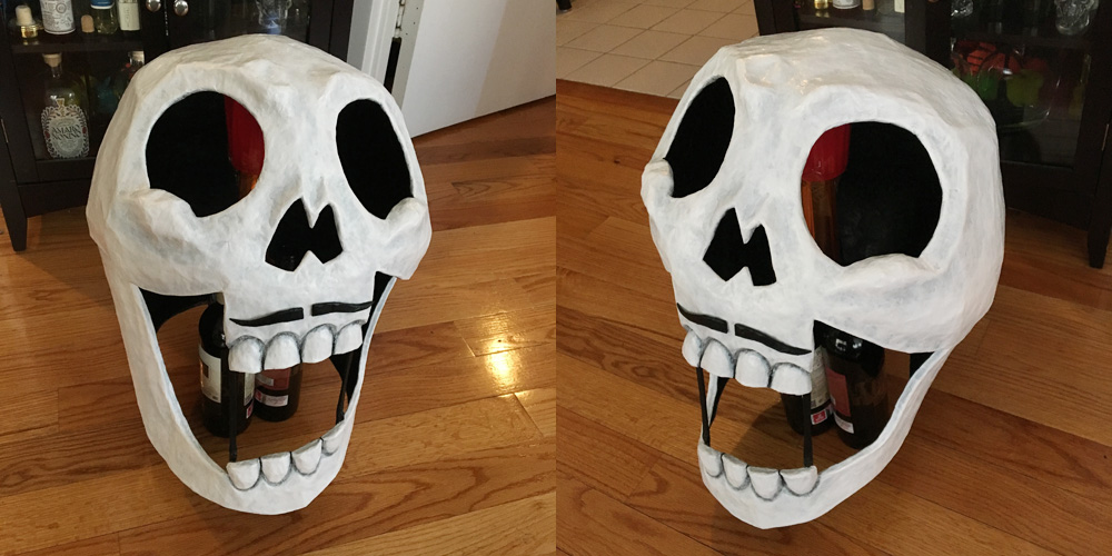 Axeman paper mache skull mask - with mustache added