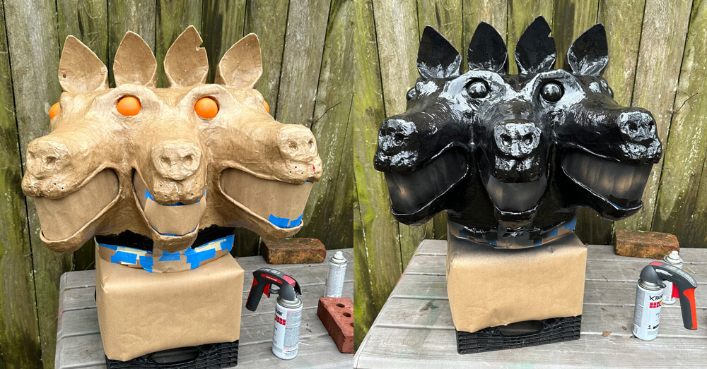 spray painting the mask black!
