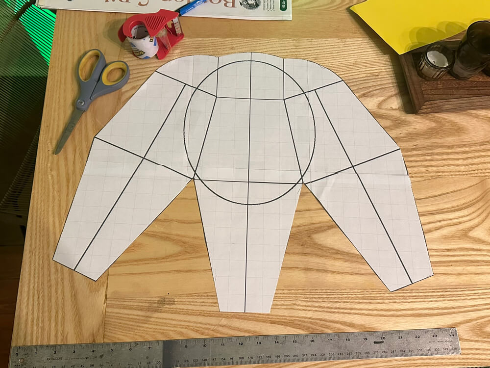 Paper diagram, cut out