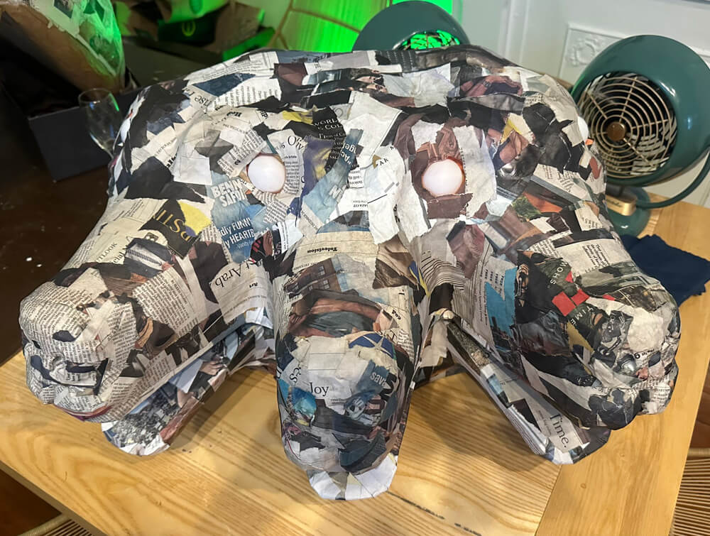 Covering the base with paper mache