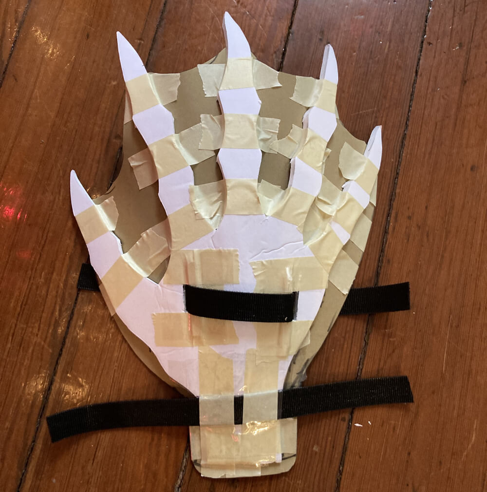 Velcro straps taped in place